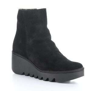 FLY London Baan Boots BAAN538FLY Black Oil Suede Wedge Ankle Boots Womens Sz 37